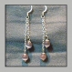 Boucles d'oreilles 2 pendants en chaine et pierres naturelles roses