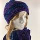 Ensemble bonnet/snood laine tricoté main réf 3875 
