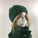 Ensemble bonnet /snood laine tricoté main réf 3052