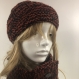 Ensemble bonnet /snood laine tricoté main réf 3234