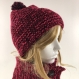Ensemble bonnet /snood laine tricoté main réf 3868