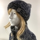 Ensemble bonnet /snood laine tricoté main réf 3980