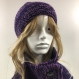 Ensemble bonnet /snood laine tricoté main réf 3059