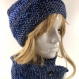 Ensemble bonnet /snood laine tricoté main réf 3857
