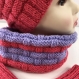 Ensemble enfant 10/12 ans bonnet /snood/mitaines laine tricoté main réf 4043