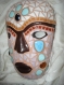 Masque africain sculpture mosaïque, beige, émaux de briare.