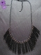 Black pearl - collier chaîne noire et franges en perle de rocaille noires