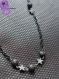 Black star - collier chaîne noire perles de lave naturelles et étoiles en hématite