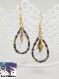 Jazmine - paire de boucles d'oreille dorées en goutte perle de rocailles multicolores et breloque losange