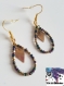 Jazmine - paire de boucles d'oreille dorées en goutte perle de rocailles multicolores et breloque losange