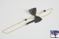 Minnie  headband élastiqué chaîne dorée nœud en tissus synthétique perles tête de mort