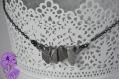 Arya - collier chaîne noire et perle de cristal quartz argenté