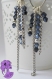 Rococo - paire de boucles d'oreille argentée, ovale avec franges de chaînes et perles toupies