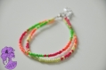 Summer - bracelet 2 rangs perle de rocaille fluos jaune rose vert fuchsia