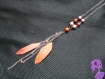 Boheme - collier sautoir chaîne argentée perles et pompon de chaînes et plumes coloris corail ou turquoise ou violet
