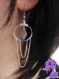 Doreah - paire de boucles d'oreille argentée, forme ronde et perles de rocailles multicolores, chaînes pendantes et perle losange