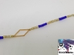 Ezra - bracelet perle de rocaille dorées et bleues et losange doré