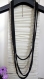 Mixtape - collier sautoir chaîne argentée, perles et bande de tissu jersey noir