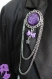 Purple - broche argentée et pailletée violette avec étoile et nœud pendant et chaînes