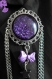 Purple - broche argentée et pailletée violette avec étoile et nœud pendant et chaînes