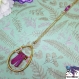 Pinky - collier sautoir, pendentif goutte doré, perles rose fuchsia cristal titanium, perle agathe rose