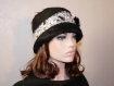 Chapeau très classe en tissus de laine noire et blanche façon dentelle arianna  12