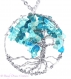 Collier arbre de vie bonsaï bleu en pierres naturelles , apatites 2 tons ,unique , fait main , chaîne acier inoxydable