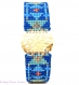 Bracelet intercalaire doré ajouré et aux  motifs mexicains en perles  tissées, bleues, turquoises, avec des  delicas miyuki