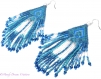 Boucles d'oreilles bleu canard,bleu turquoise,tissées style amérindien en délicas miyuki