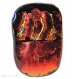 Bague fusing moderne  rectangulaire en verre dichroïque, rouge,multicolore ,lumineuse, fait main,pièce unique