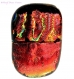 Bague fusing moderne  rectangulaire en verre dichroïque, rouge,multicolore ,lumineuse, fait main,pièce unique