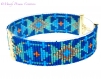 Bracelet intercalaire doré ajouré et aux  motifs mexicains en perles  tissées, bleues, turquoises, avec des  delicas miyuki