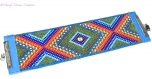 Bracelet tissé style amérindien multicolore, avec des  delicas miyuki  brillants ,sur cuir de veau bleu.