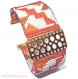 Bracelet intercalaire doré ajouré et aux  motifs mexicain rouges ,oranges, crèmes en perles  tissées, des  delicas miyuki