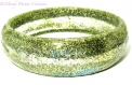 Bracelet jonc vert clair pailleté; brillant; transparent  fait main en  résine coulée et paillettes