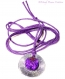 Collier  lumineux, pendentif soleil pétillant cabochon fusing  violet, fuchsia, en verre dichroïque, fait main,pièce unique