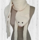 Écharpe chat au crochet | châle crochet beige | écharpe épaisse en laine | cadeau amoureux de chat | fausse taxidermie | crochet cat scarf