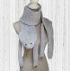 Echarpe chat au crochet | châle crochet gris | écharpe épaisse en laine | cadeau amoureux de chat | fausse taxidermie | crochet cat scarf