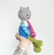 Doudou chat au crochet | amigurumi chat | cadeau bébé fille et garçon | cadeau de naissance amineko | baby lovey blanket cat