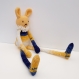 Doudou lapin au crochet jaune | doudou longues pattes | pièce unique | cadeau naissance | cadeau bébé fille et garçon