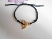 Bracelet coulissant noir queue de baleine origami doré