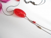 Collier sautoir chaine bronze perle résine rouge