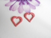 2 pendentifs coeur effet émaillé rose pailleté argent de 20 mm 2 faces