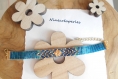 Bracelet tissé perles miyuki bleu canard, bleu marine, doré, chic et tendance, création unique