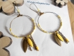 Boucles d'oreilles anneau bronze perle miyuki jaune