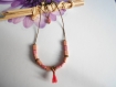 Bracelet minimaliste bronze perles tube rose