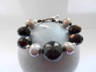 Bracelet perles céramique grise perle noire