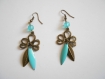 Boucles d'oreilles bronze navette turquoise