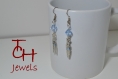Boucles d’oreilles en argent « plumes » et perles à facette bleues