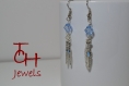 Boucles d’oreilles en argent « plumes » et perles à facette bleues